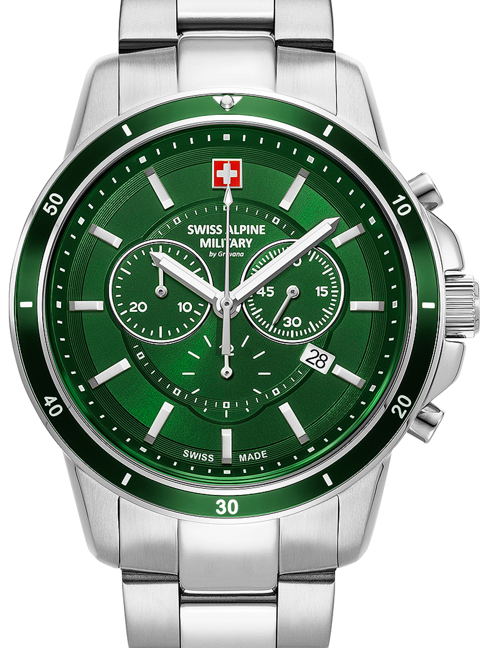 Swiss Alpine Military 7089.9134 Chronograph Mens Watch 44mm 10ATM