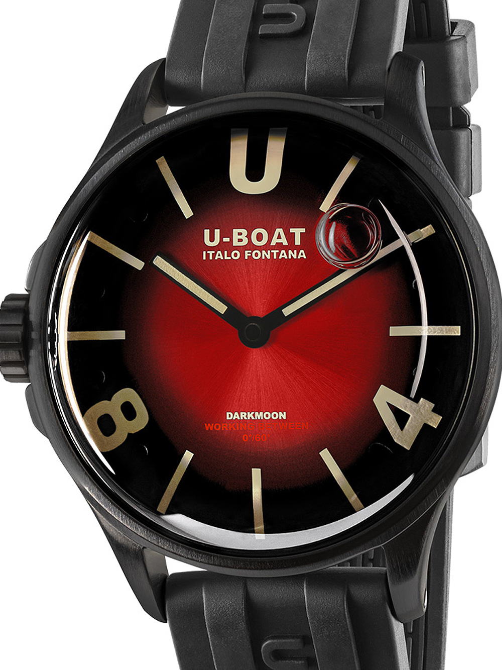 U-Boat 9501 Darkmoon Red PVD Soleil Mens Watch 40mm 5ATM