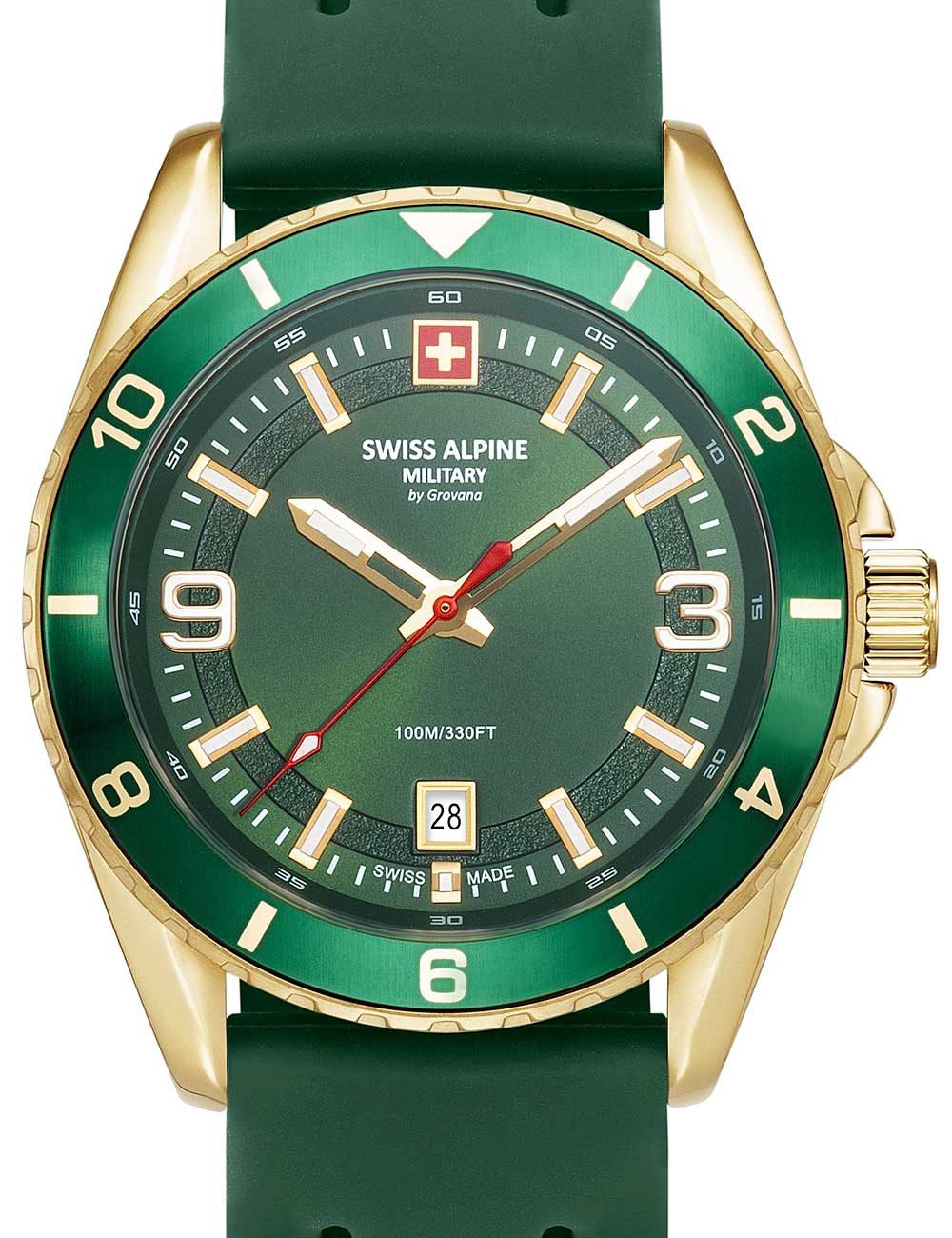 Swiss Alpine Military 7034.1814 Mens Watch Sierra gold green 42mm 10ATM