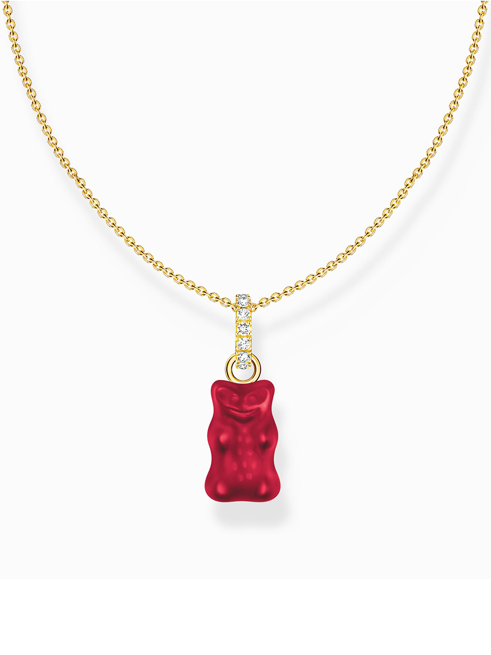 Thomas Sabo KE2209-414-10-L45 Gold-plated chain w. red Goldbears pendant 