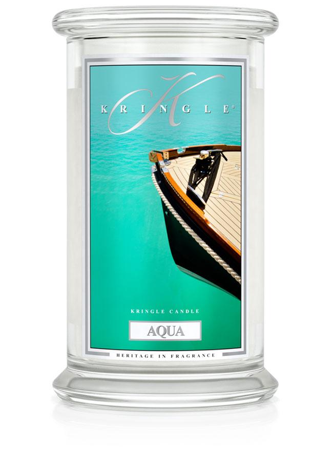 Kringle Candle Aqua duża świeca zapachowa z 2 knotami (624 g)