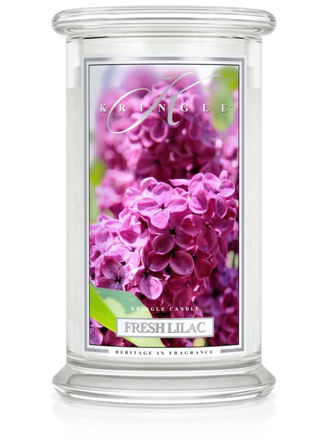 Świeca zapachowa Kringle Candle Fresh Lilac duża z 2 knotami (624 g)