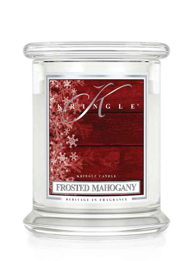 Kringle Candle Frosted Mahogany średnia świeca zapachowa z 2 knotami (411 g)