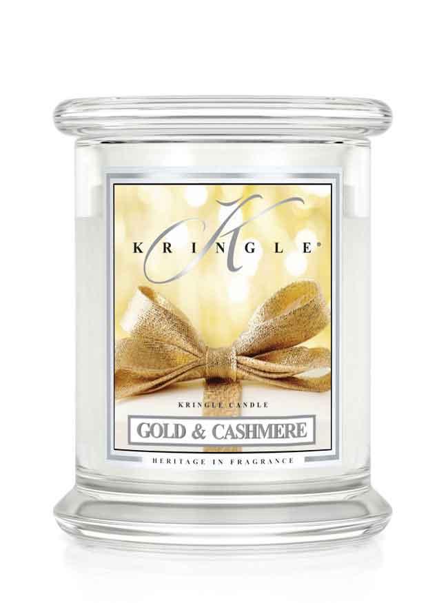 Kringle Candle Gold & Cashmere świeca zapachowa średnia z 2 knotami (411 g)