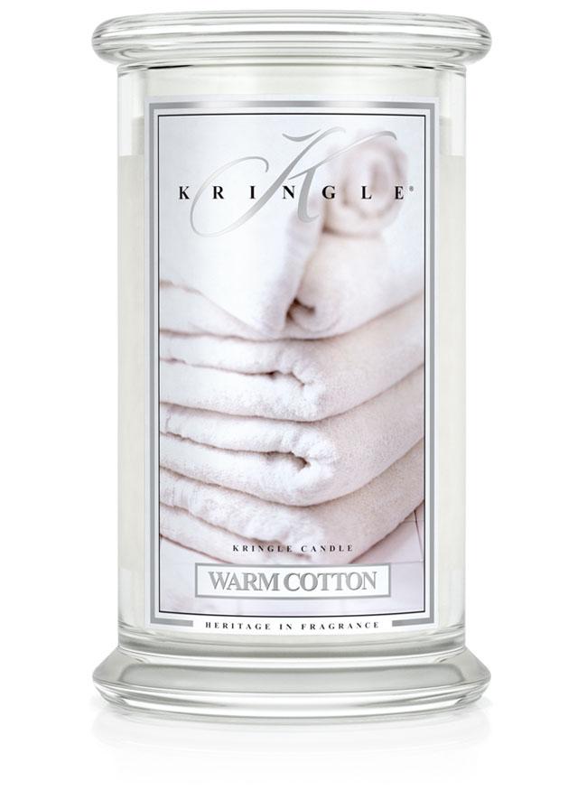 Kringle Candle Warm Cotton duża świeca zapachowa z 2 knotami (624 g)