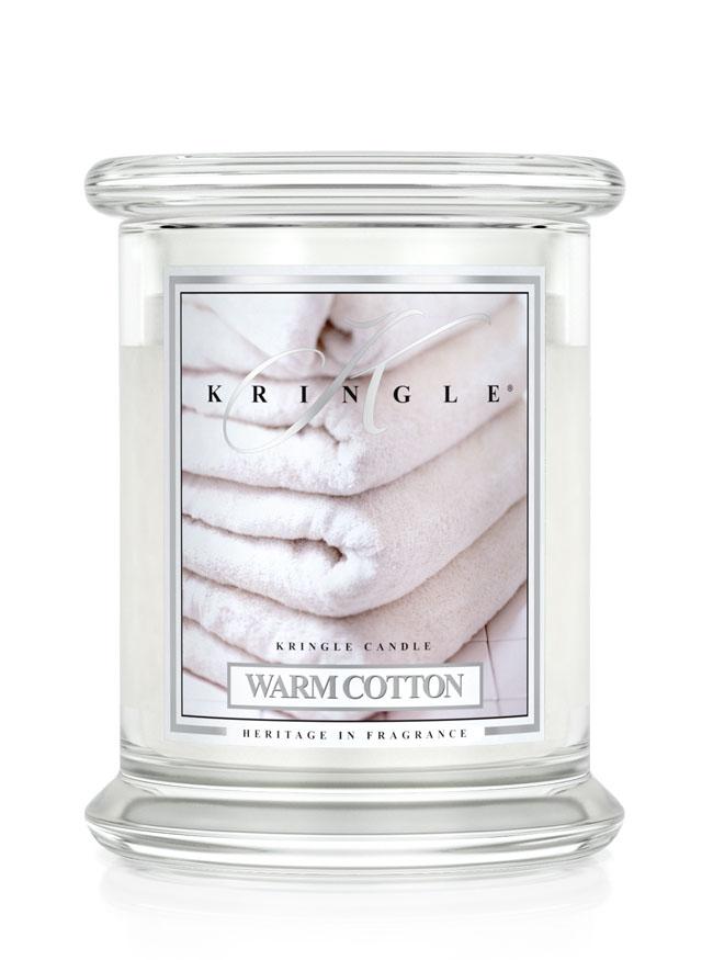 Kringle Candle Warm Cotton średnia świeca zapachowa z 2 knotami (411 g)