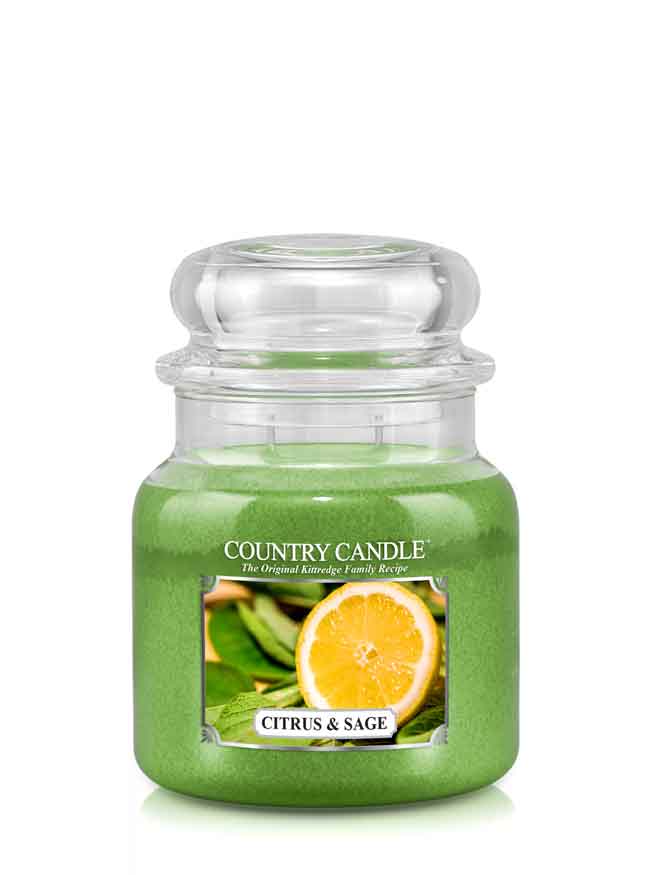 Country Candle Citrus & Sage świeca zapachowa średnia z 2 knotami (453 g)