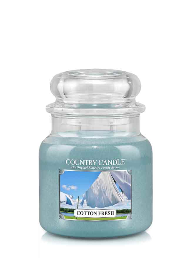 Country Candle Cotton Fresh świeca zapachowa średnia z 2 knotami (453 g)