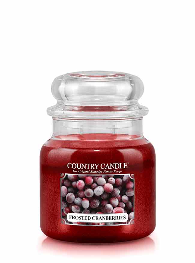 Country Candle Frosted Cranberries średnia świeca zapachowa z 2 knotami (453 g)