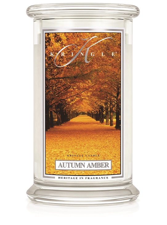 Kringle Candle Autumn Amber duża świeca zapachowa z 2 knotami (624 g)