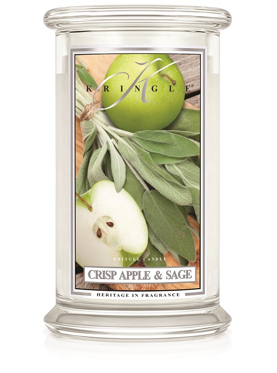 Kringle Candle Crisp Apple & Sage duża świeca zapachowa z 2 knotami (624 g)