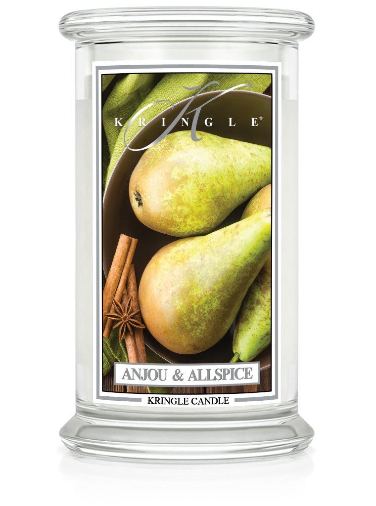 Kringle Candle Anjou & Allspice duża świeca zapachowa z 2 knotami (624 g)