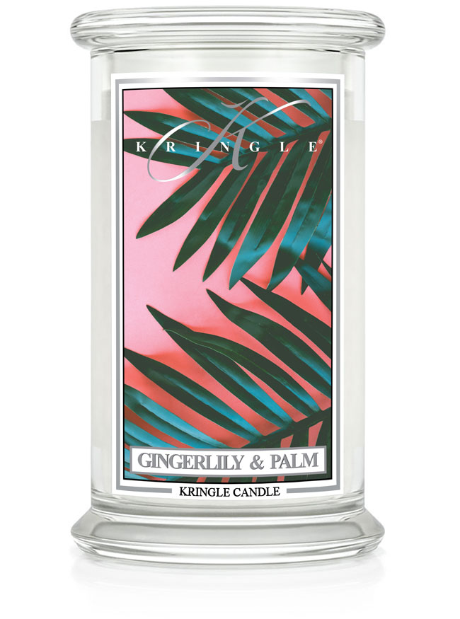 Kringle Candle Gingerlily & Palm duża świeca zapachowa z 2 knotami (624 g)