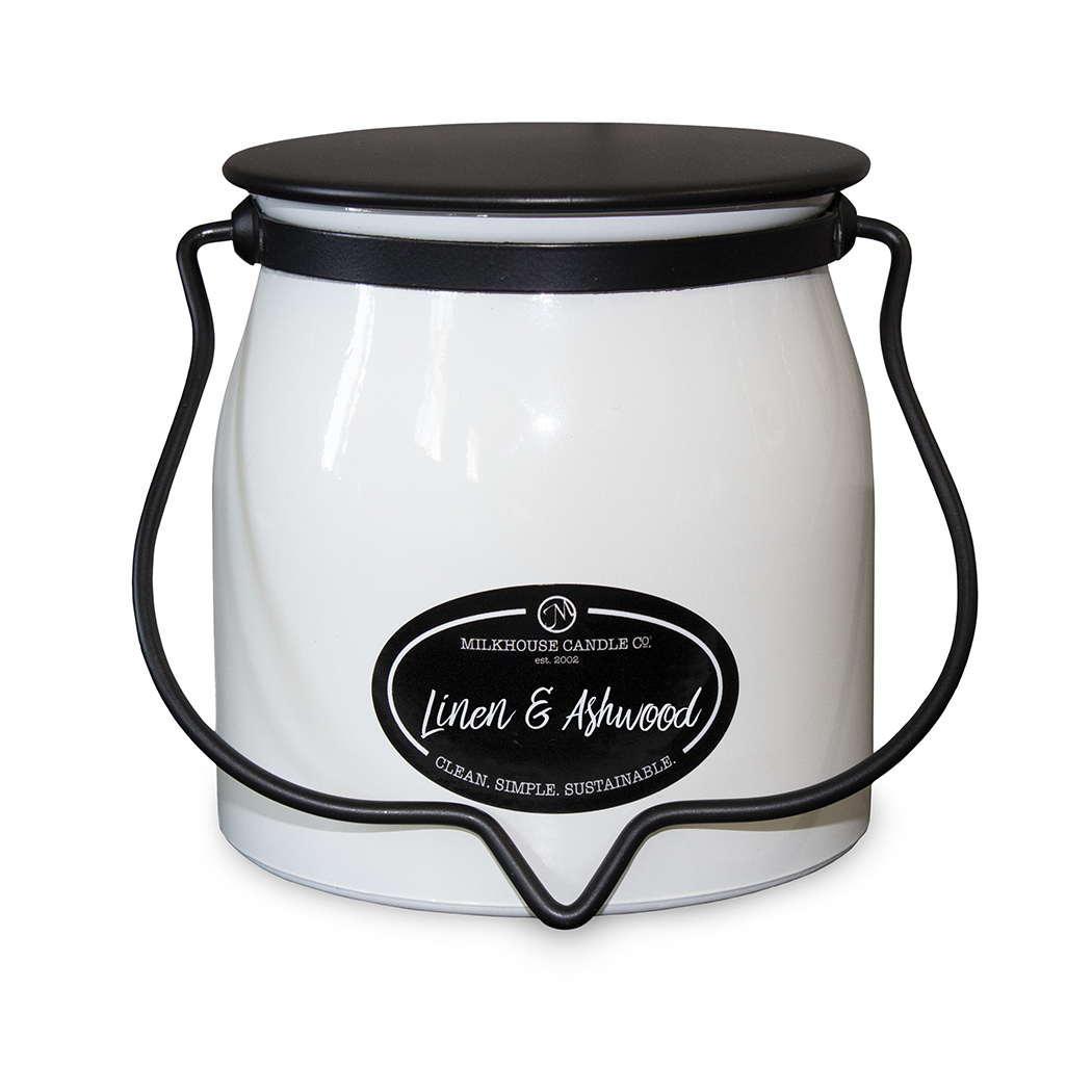 MILKHOUSE CANDLE Świeca zapachowa Lniano-Jesionowa BUTTER JAR 2-knoty (454 g)