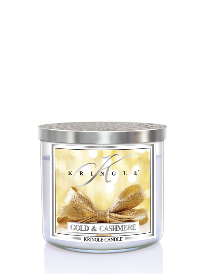 Kringle Candle TUMBLER Złota i Kaszmirowa świeca zapachowa z 3 knotami 411g