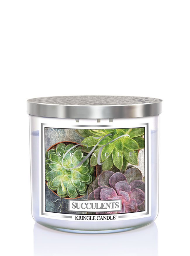 Kringle Candle TUMBLER Succulents świeca zapachowa z 3 knotami 411g