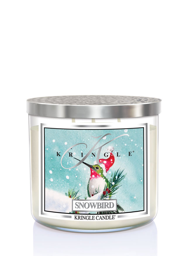 Świeca zapachowa Kringle Candle TUMBLER Snowbird z 3 knotami (411g)