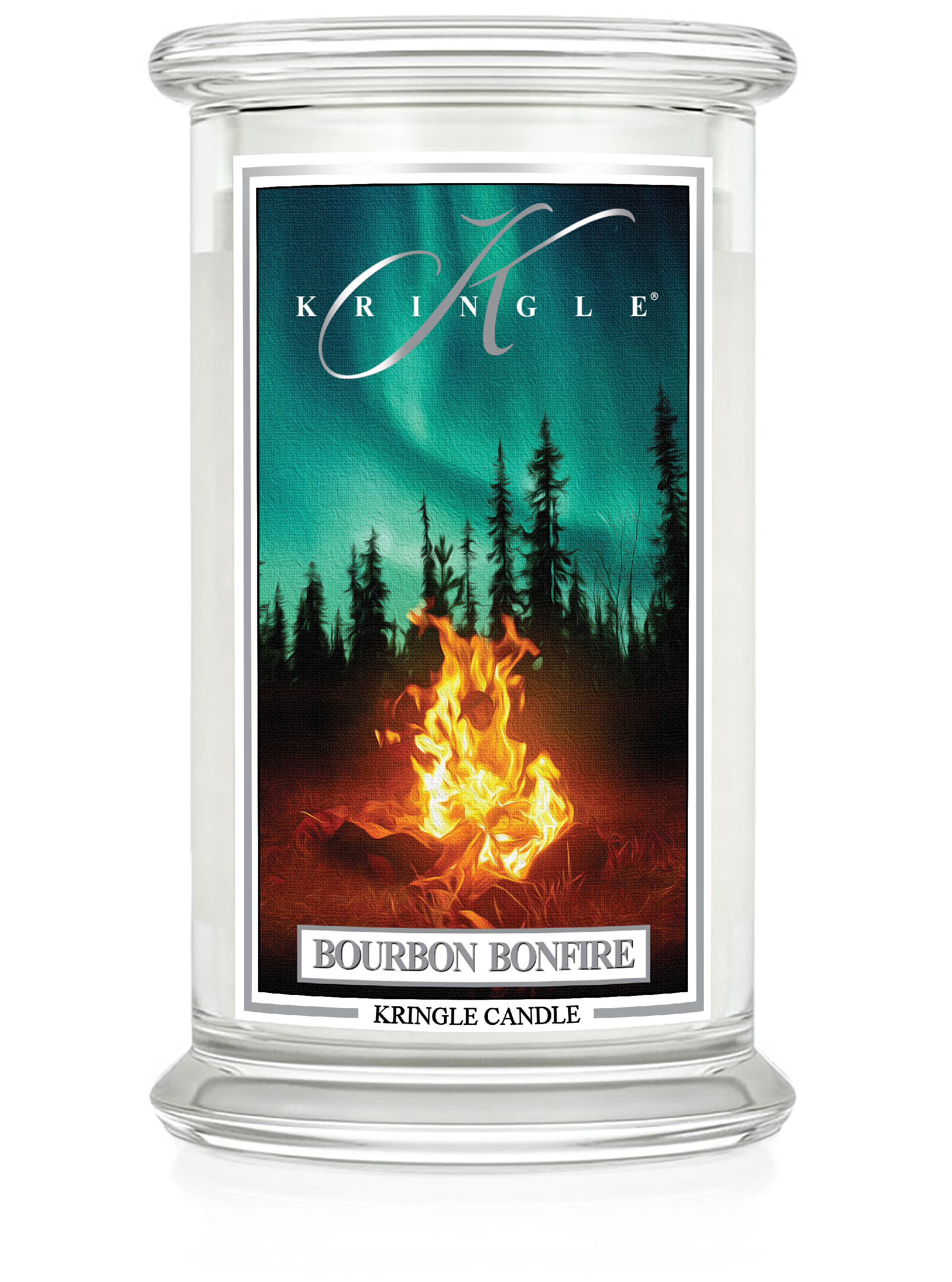 Kringle Candle Bourbon Bonfire duża świeca zapachowa z 2 knotami (624 g)